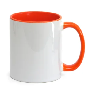 CANECA CERAMICA INTERIOR E ALÇA LARANJA 325ML PARA SUBLIMAÇÃO - X-COLOUR - Unidade