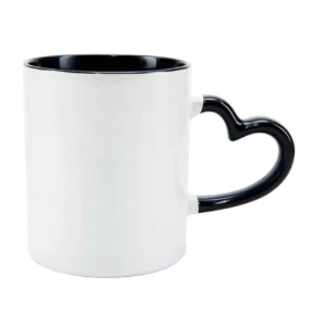 CANECA CERAMICA INTERIOR E ALÇA CORAÇÃO PRETA 325ML PARA SUBLIMAÇÃO - X-COLOUR - Unidade