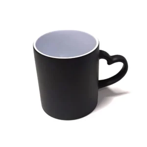 CANECA CERAMICA MAGICA PRETA FOSCA  COM ALÇA CORAÇÃO 325ML PARA SUBLIMAÇÃO - X-COLOUR - Unidade