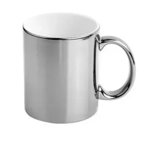 CANECA CERAMICA CROMADA PRATA  325ML- DEKO - Unidade