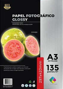 PAPEL FOTOGRÁFICO GLOSSY 135G A3 COM 20  FOLHAS - X-COLOUR - Unidade