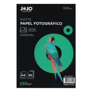 PAPEL FOITOGRAFICO 230G A4 MATTE JOJO C/20 FOLHAS - Unidade.
