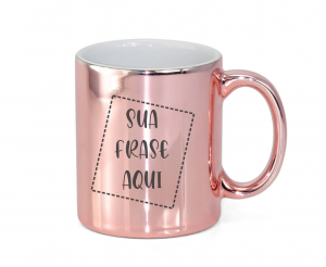 CANECA CERAMICA CROMADA ROSÊ GOLD 325ML - JKB - Unidade