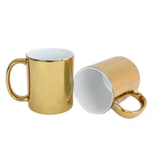 CANECA CERAMICA CROMADA DOURADA 325ML - JKB - Unidade