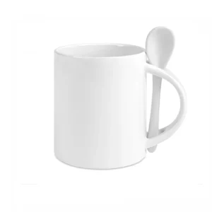 CANECA BRANCA  COM COLHER  BRANCA DEKO