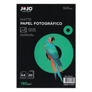 PAPEL FOTOGRAFICO MATTE 180G A4 COM 20 FOLHAS - JOJO - Unidade.
