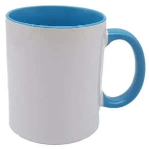 CANECA CERAMICA INTERIOR E ALÇ AZUL CLARO 325ML PARA SUBLIMAÇÃO - FLY - Unidade