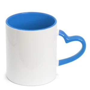 CANECA CERAMICA INTERIOR ALÇA CORAÇÃO AZUL CLARO 325ML PARA SUBLIMAÇÃO - X-COLOUR