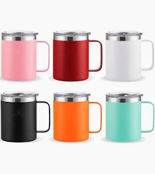 CANECA DE AÇO C/ALÇA INOX ISOTERMICA 12OZ 360ML / 400ml CORES DIVERSAS - Unidade