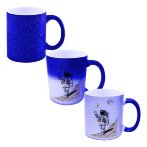 CANECA CERAMICA MAGICA COM GLITTER AZUL PARA SUBLIMAÇÃO - FLY - Unidade