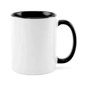 CANECA CERAMICA INTERIOR E ALÇA PRETA 325ML PARA SUBLIMAÇÃO - PANDA - Unidade