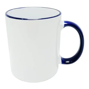 CANECA CERAMICA  ALÇA E BORDA AZUL ESCURO 325ML PARA SUBLIMAÇÃO - FLY - Unidade