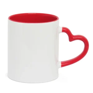 CANECA CERAMICA INTERIOR E ALÇA CORAÇÃO VERMELHAS 325MLPARA SUBLIMAÇÃO - JKB - Unidade