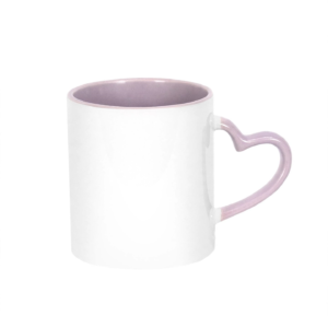 CANECA CERAMICA INTERIOR E ALÇA CORAÇÃO LILAS 325ML PARA SUBLIMAÇÃO - JKB - Unidade