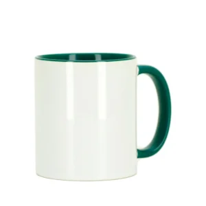 CANECA CERAMICA  INTERIOR E ALÇA VERDE ESCURO 325ML PARA SUBLIMAÇÃO - FLY - Unidade