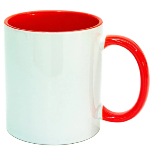 CANECA CERAMICA INTERIOR E ALÇA VERMELHA 325ML PARA SUBLIMAÇÃO - FLY - Unidade