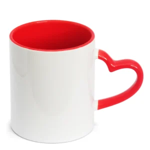 CANECA CERAMICA INTERIOR E ALÇA CORAÇÃO VERMELHA 325ML PARA SUBLIMAÇÃO -FLY- Unidade