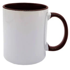 CANECA CERAMICA INTERIOR E ALÇA MARROM 325ML PARA SUBLIMAÇÃO - PANDA - Unidade