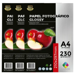 PAPEL FOTOGRAFICO GLOSSY 230G A4 COM 20 FOLHAS - X-COLOUR - Unidade