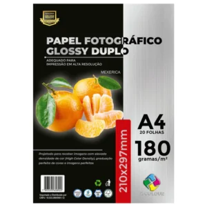 PAPEL FOTOGRÁFICO 180G A4 DUPLA-FACE COM 20 FOLHAS - X-COLOUR - Unidade