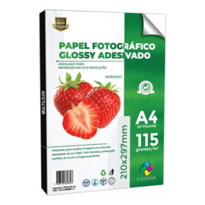 PAPEL FOTOGRAFICO ADESIVO 115G A4 GLOSSY COM 20 FOLHAS - X-COLOUR - Unidade