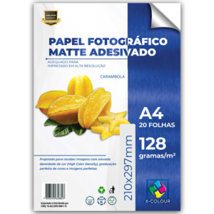 PAPEL FOTOGRAFICO ADESIVO 128G MATTE A4 COM 20 FOLHAS X-COLOUR - Unidade