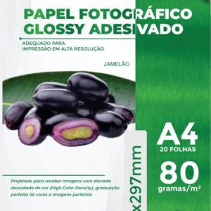 PAPEL FOTOGRAFICO ADESIVO 80G A4 20 FOLHAS X-COLOUR - Unidade.