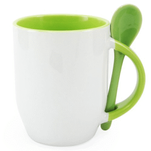 CANECA DE COLHER INTERIOR E ALÇA VERDE CLARO 325ML PARA SUBLIMAÇÃO - JKB - Unidade