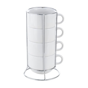 KIT XICARA 180ML CERAMICA BRANCA COM TORRE COM 4 PÇS PARA SUBLIMAÇÃO - JKB - Unidade