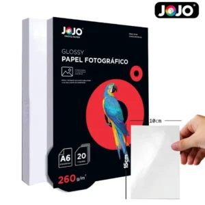 PAPEL FOFOGRÁFICO GLOSSY 230G 10X15 COM 20 FOLHAS - JOJO - Unidade.