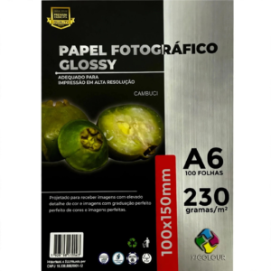 PAPEL FOTOGRÁFICO GLOSSY 230G 10X15  COM 100 X-COLOUR - Unidade