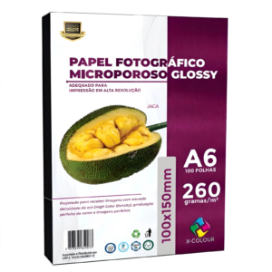 PAPEL FOTOGRAFICO MICROPORO GLOSSY 260G 10X15 COM 100 FOLHAS  - X-COLOUR - Unidade