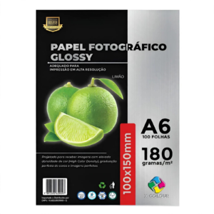 PAPEL FOTOGRÁFICO GLOSSY 180G 10X15 COM 100 FOLHAS - X-COLOUR - Unidade