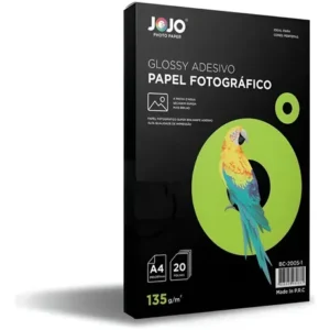 PAPEL FOTOGRÁFICO 135G A4 ADESIVO GLOSSY COM 20 FOLHAS - JOJO - Unidade.