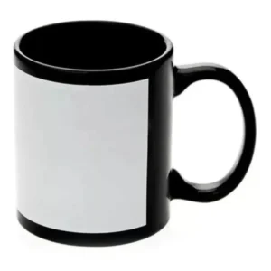CANECA  CERAMICA PRETA COM TARJA BRANCA 325ML  PARA SUBLIMAÇÃO - FLY - Unidade