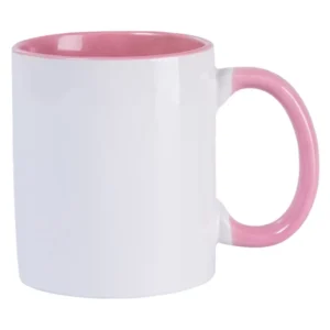 CANECA CERAMICA INTERIOR E ALÇA  ROSA 325ML PARA SUBLIMAÇÃO - FLY -  Unidade