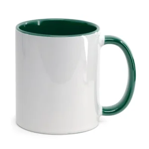 CANECA CERAMICA  INTERIOR E ALÇA VERDE ESCURO 325ML PARA SUBLIMAÇÃO - FLY - Unidade