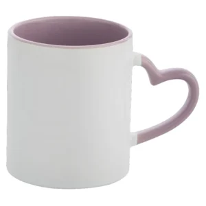 CANECA CERAMICA INTERIOR E ALÇA CORAÇÃO LILAS 325ML PARA SUBLIMAÇÃO - JKB - Unidade
