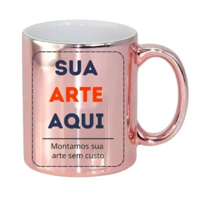 CANECA CERAMICA CROMADA ROSÊ GOLD 325ML - JKB - Unidade