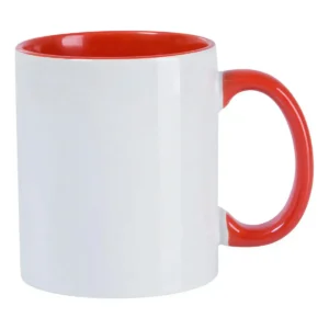 CANECA CERAMICA INTERIOR E ALÇA VERMELHA 325ML PARA SUBLIMAÇÃO - FLY - Unidade