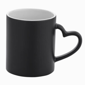 CANECA CERAMICA MAGICA PRETA FOSCA  COM ALÇA CORAÇÃO 325ML PARA SUBLIMAÇÃO - X-COLOUR - Unidade