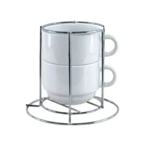 KIT XICARA 180ML CERAMICA BRANCA COM TORRE COM 2 PÇS PARA SUBLIMAÇÃO - JKB - Unidade